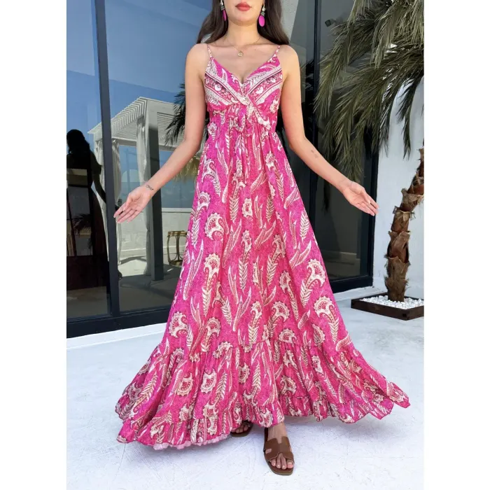 İrax Sırt Gipeli Ön Bağlama Askılı Elbise