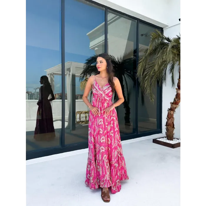 İrax Sırt Gipeli Ön Bağlama Askılı Elbise