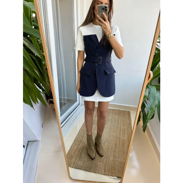 Jewels Twist Muadil Çizgili Elbise