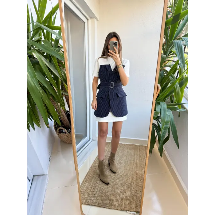 Jewels Twist Muadil Çizgili Elbise