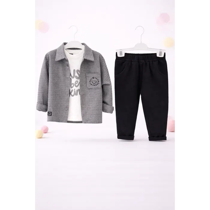 Just Baskılı Üçlü Takım