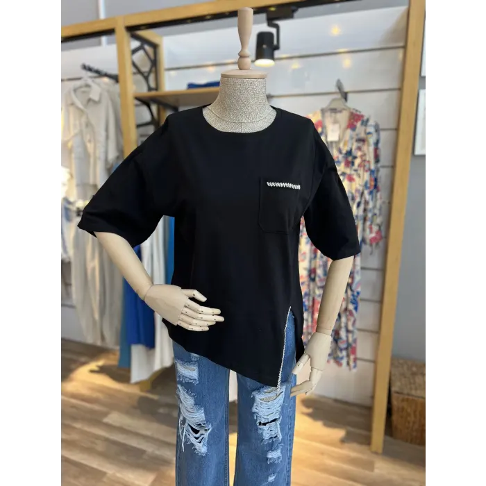 Kadax Etek Taşlı T-Shirt