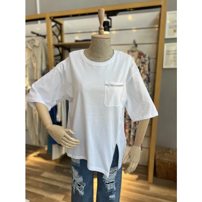 Kadax Etek Taşlı T-Shirt