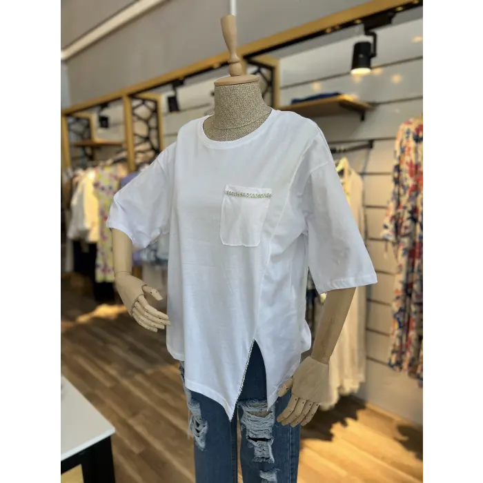 Kadax Etek Taşlı T-Shirt