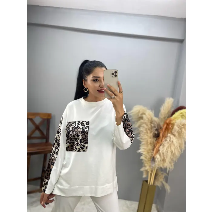 Kadita Leopar Detaylı Tasarım İkili Takım