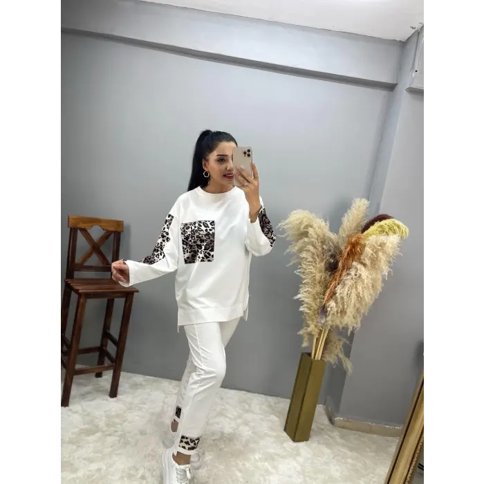 Kadita Leopar Detaylı Tasarım İkili Takım