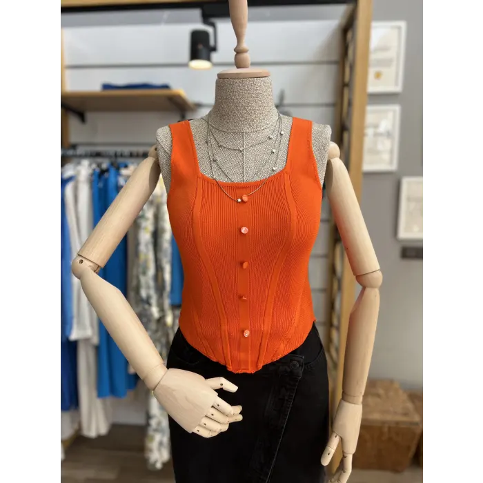 Kalyx Düğmeli Askılı Crop