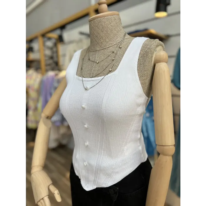 Kalyx Düğmeli Askılı Crop