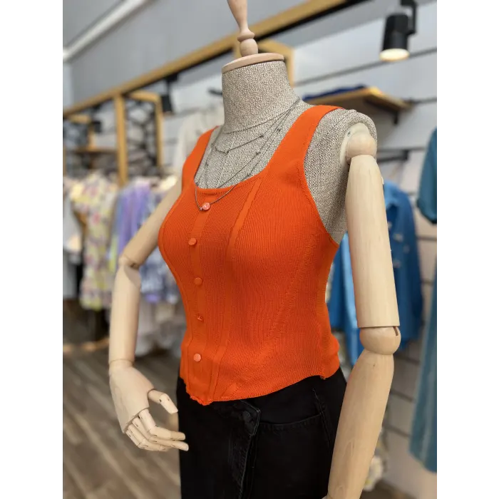 Kalyx Düğmeli Askılı Crop