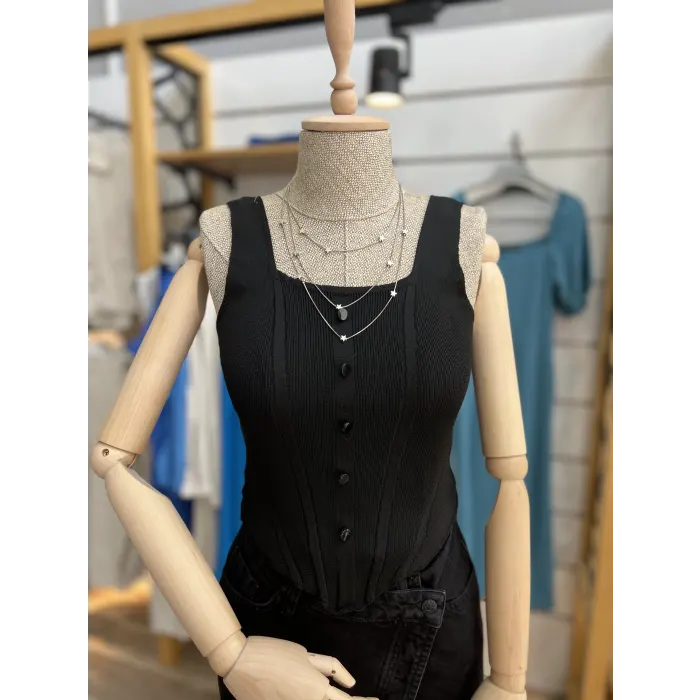 Kalyx Düğmeli Askılı Crop