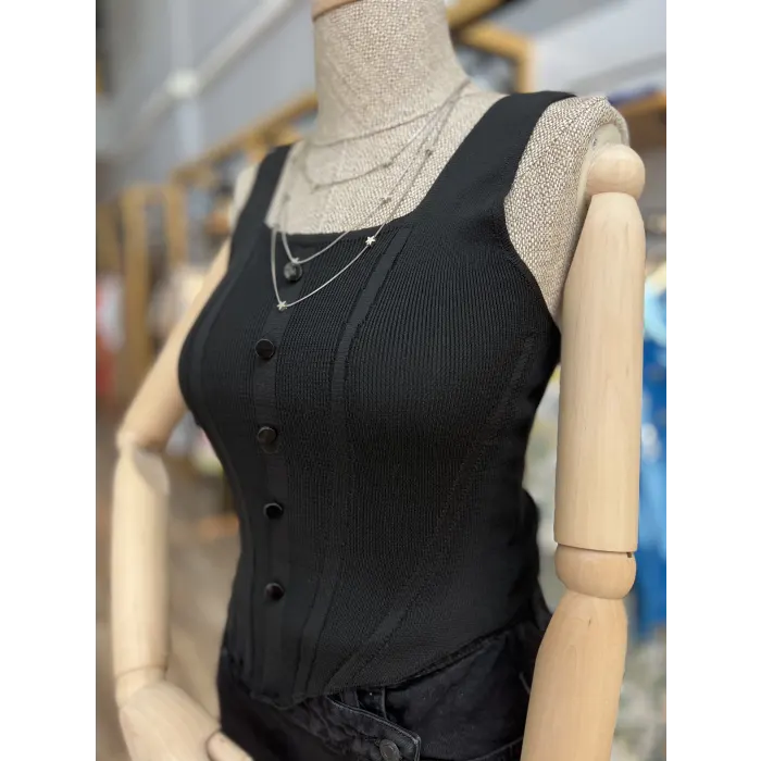 Kalyx Düğmeli Askılı Crop