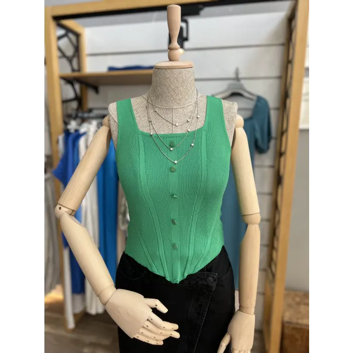 Kalyx Düğmeli Askılı Crop