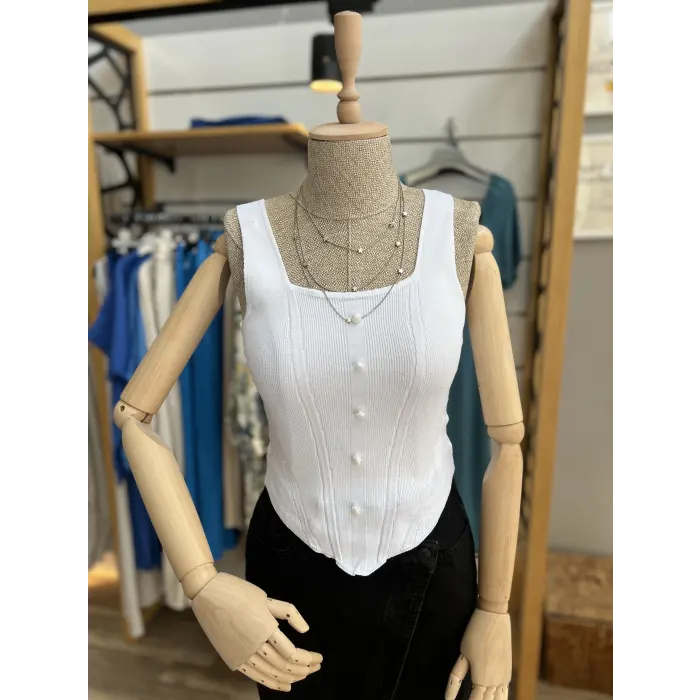 Kalyx Düğmeli Askılı Crop