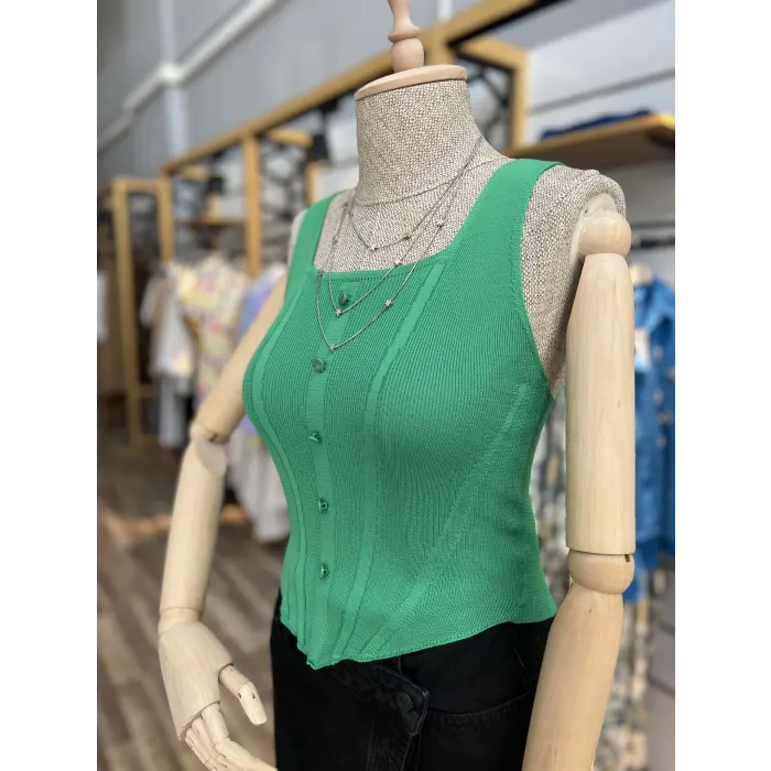 Kalyx Düğmeli Askılı Crop