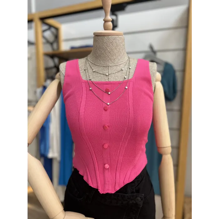 Kalyx Düğmeli Askılı Crop