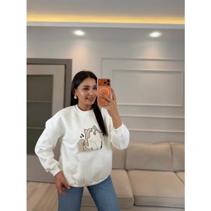 Kedi Baskılı Sweatshirt
