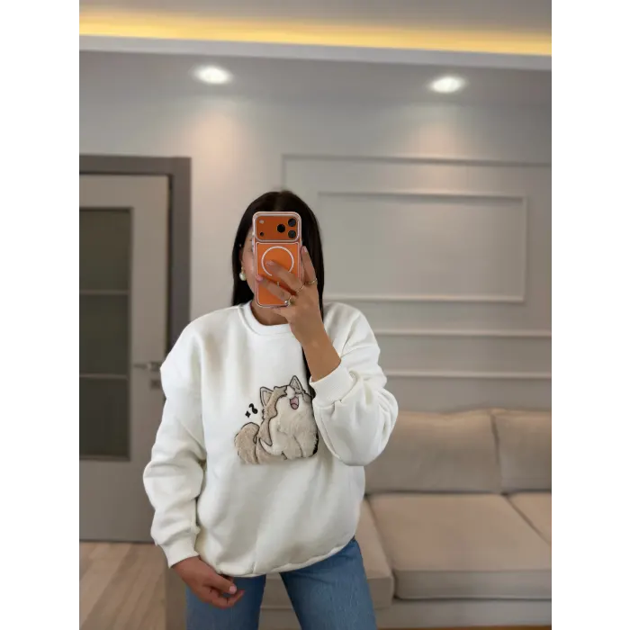 Kedi Baskılı Sweatshirt