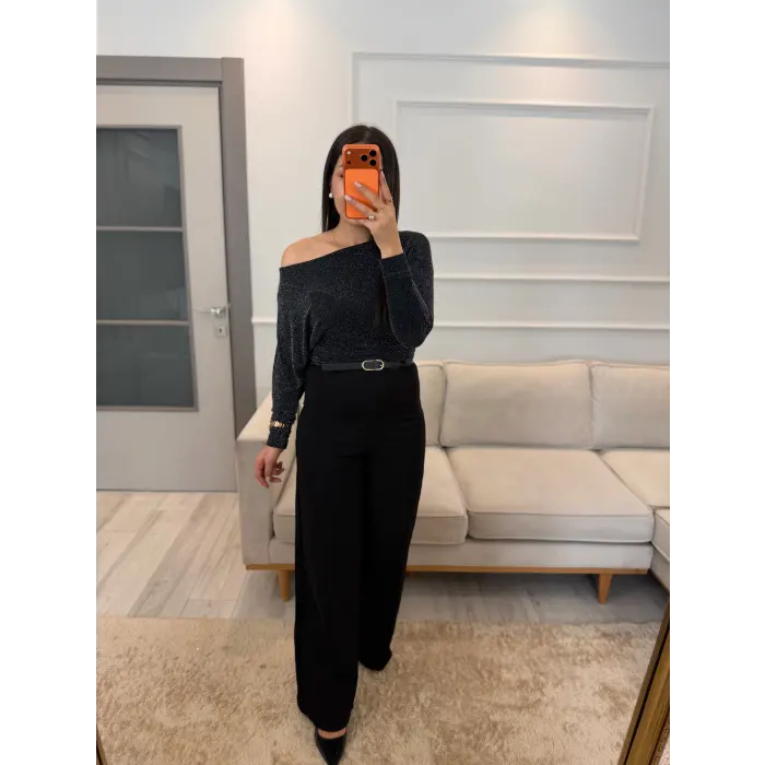 Kemerli Crep Kumaş Pantolon