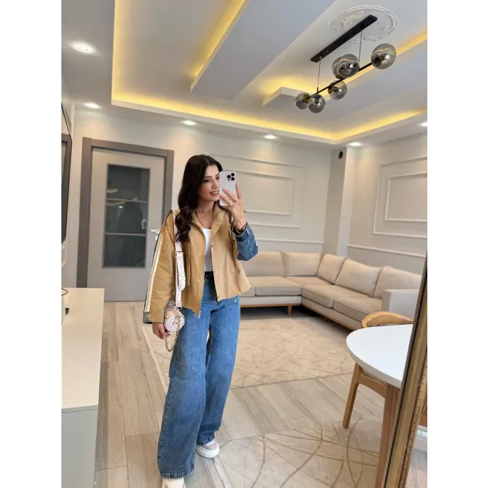 Kot Garnili Şeritli Tasarım Ceket