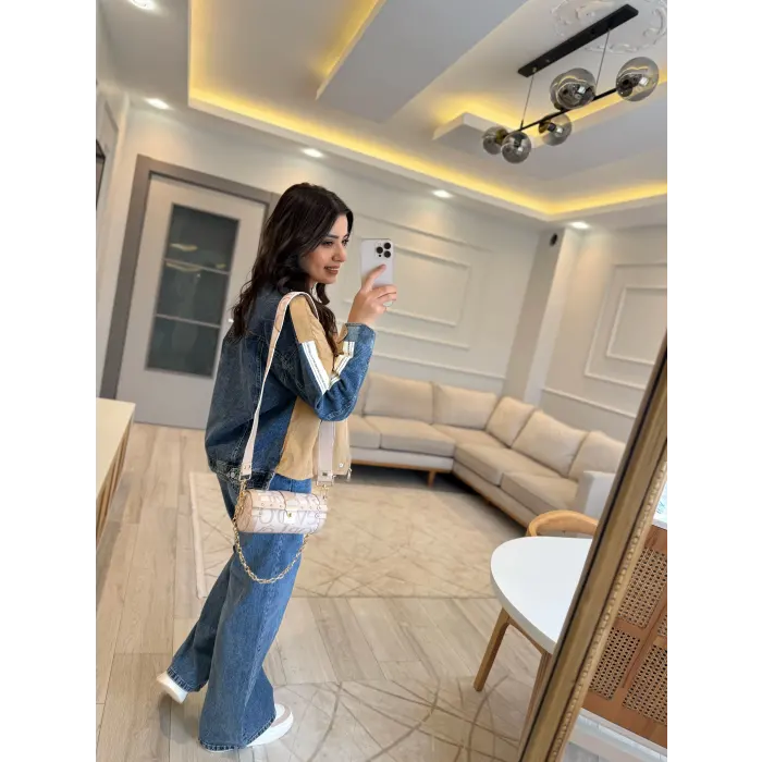 Kot Garnili Şeritli Tasarım Ceket