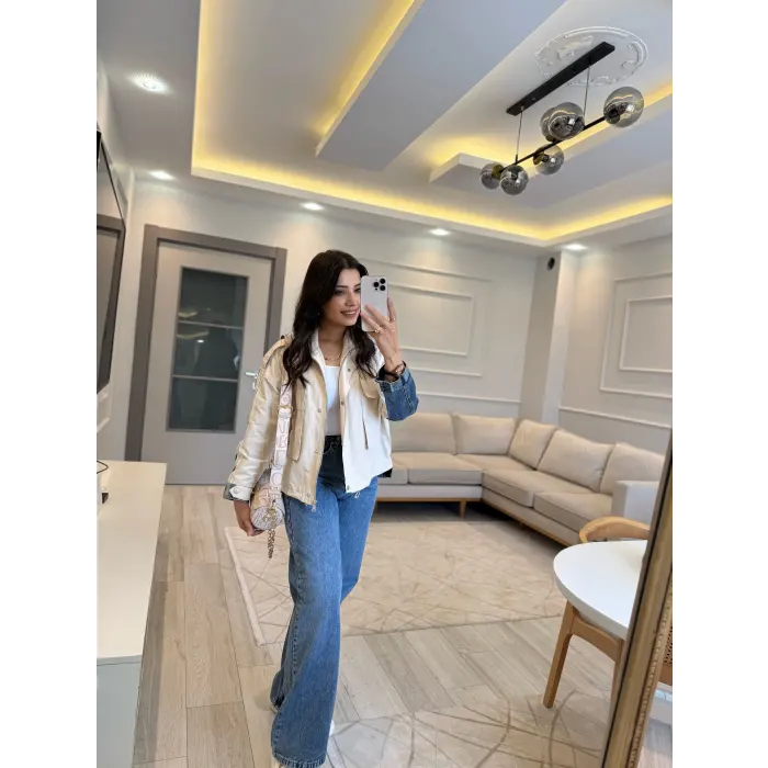 Kot Garnili Şeritli Tasarım Ceket