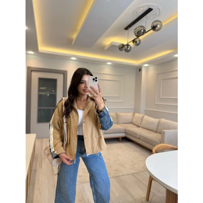 Kot Garnili Şeritli Tasarım Ceket