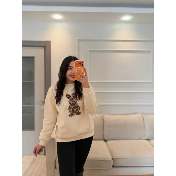 Lalin Taş Leopar Detaylı Sweatshirt