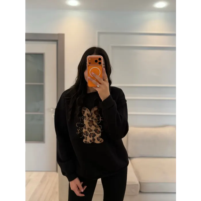 Lalin Taş Leopar Detaylı Sweatshirt