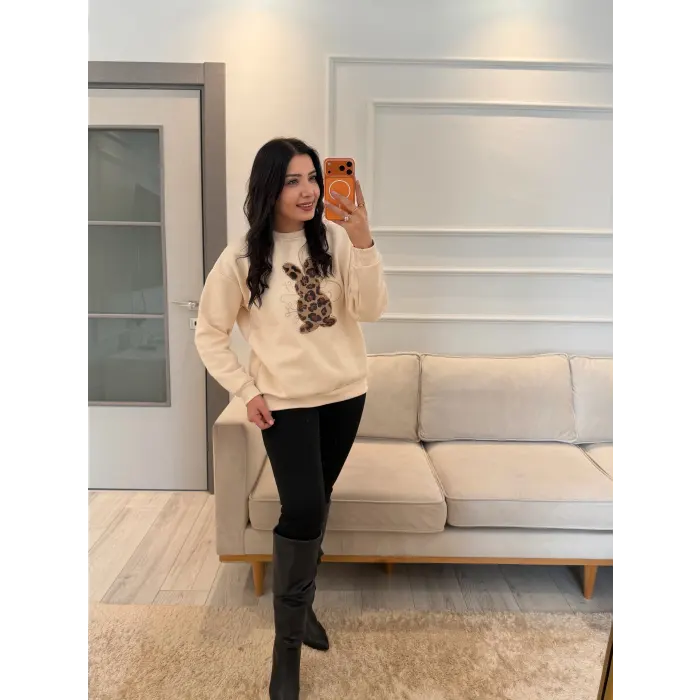 Lalin Taş Leopar Detaylı Sweatshirt