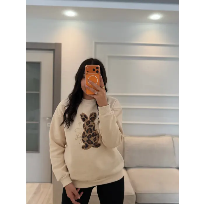Lalin Taş Leopar Detaylı Sweatshirt