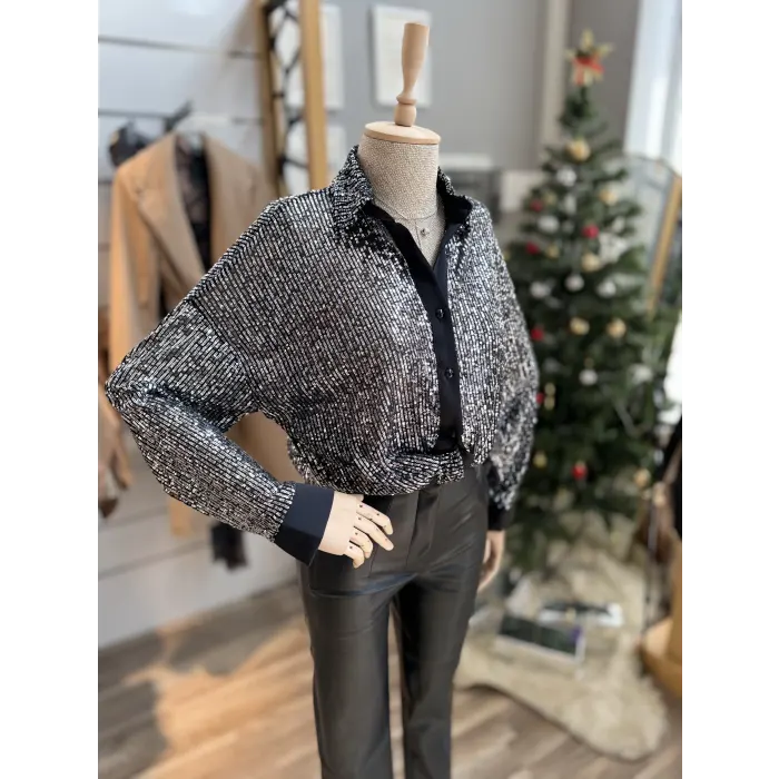 Lamborn Saten Garnili Pul Payet Gömlek