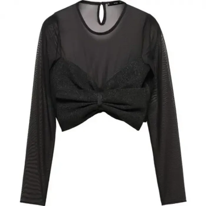 Lee Tül Fiyonk Detaylı Crop Bluz