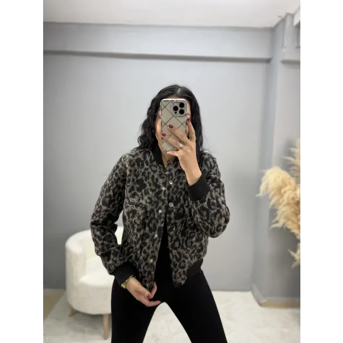 Leopar Astarlı Bomber Ceket