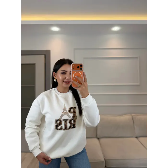 Leopar Paris Üç İplik Sweatshirt
