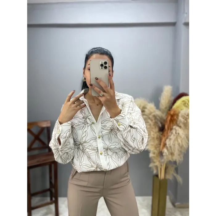 Lesley Zincir Süzene Gabardin Gömlek