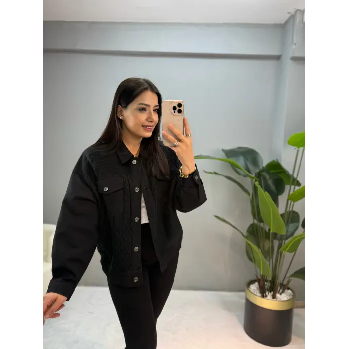 Lida Gabardin Triko Detay Ceket