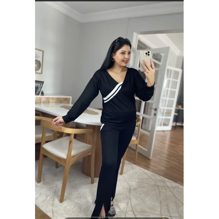 Lüx Kalite Paça Yırtmaç Detaylı İkili Takım