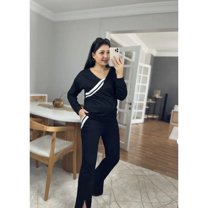 Lüx Kalite Paça Yırtmaç Detaylı İkili Takım