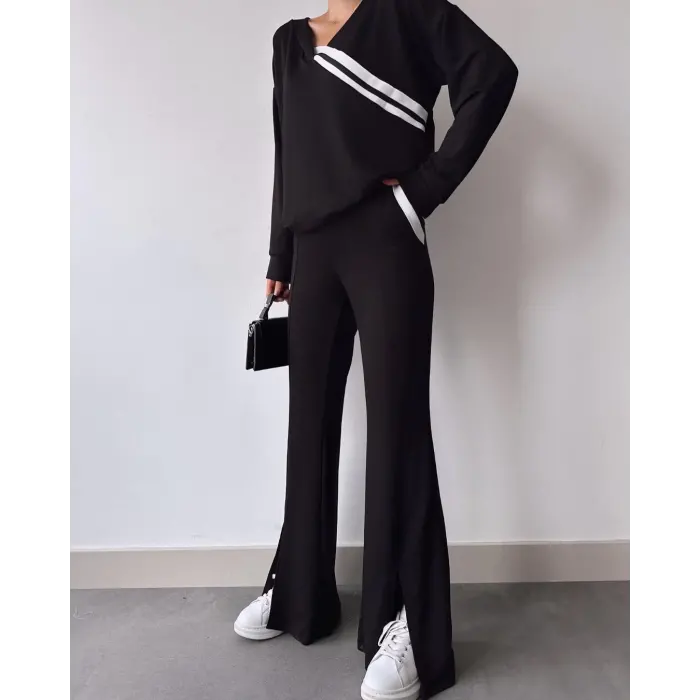 Lüx Kalite Paça Yırtmaç Detaylı İkili Takım