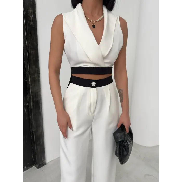 Marka Model Sırt Dekolte Yelek Pantolon Takım