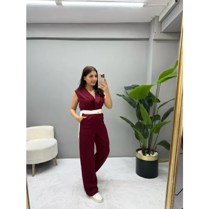 Marka Model Sırt Dekolte Yelek Pantolon Takım