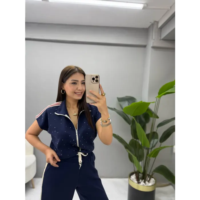 Marka Muadil Serpme Taş Detaylı İkili Takım