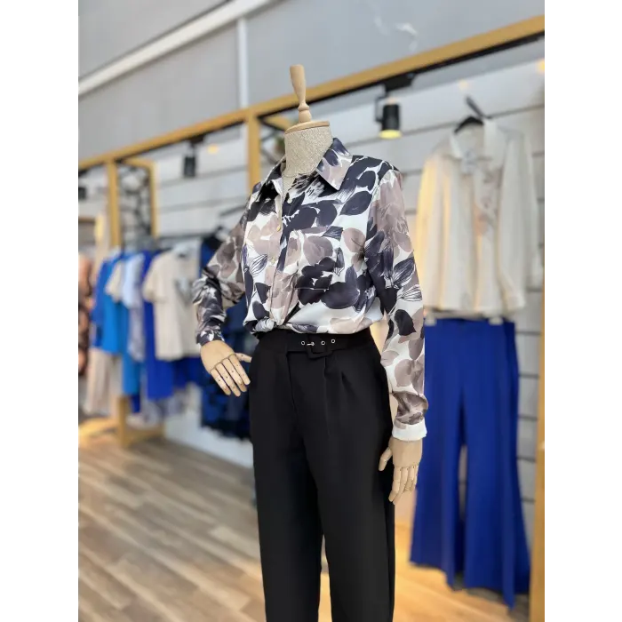 Melody Desenli Saten Gömlek