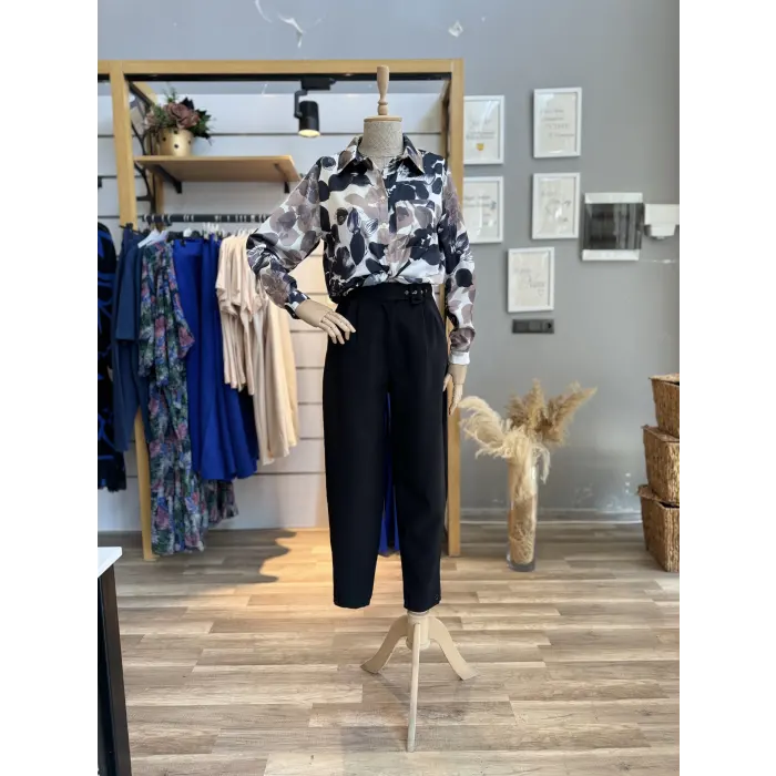 Melody Desenli Saten Gömlek