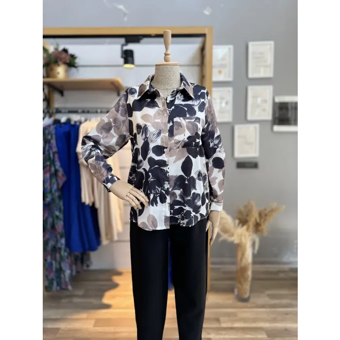 Melody Desenli Saten Gömlek