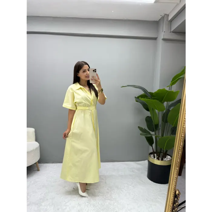 Mendo Poplin Kumaş Bel Kemerli Elbise