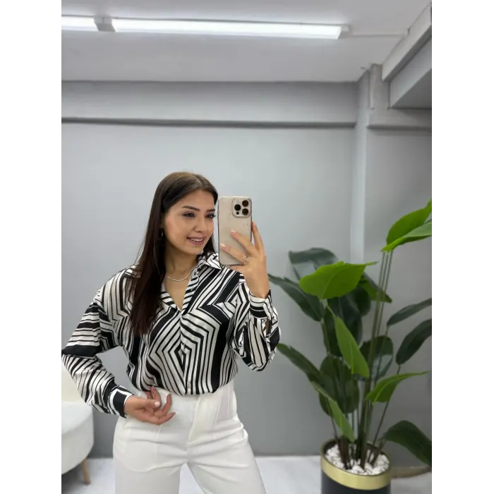 Mimbo Premium Çizgili Saten Gömlek