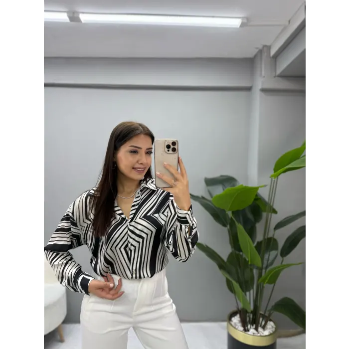 Mimbo Premium Çizgili Saten Gömlek