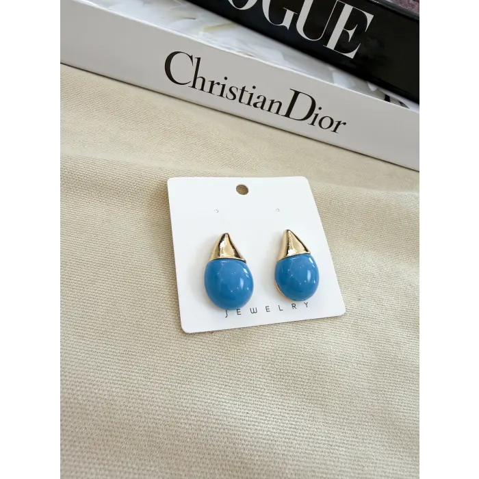 Mineli Çift Renk Damla Küpe