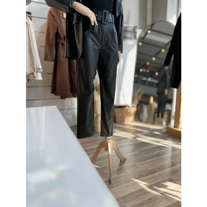 Mitondax Kemerli Deri Pantolon